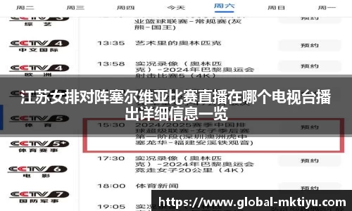 江苏女排对阵塞尔维亚比赛直播在哪个电视台播出详细信息一览